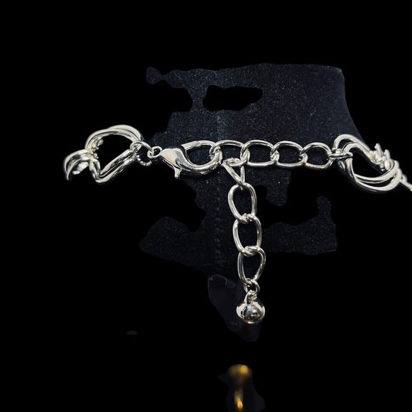 Silver Tone Double Chain Necklace, Bracelet And Earrings Set (5080) - Picture 3 of 6